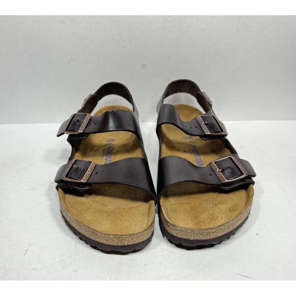 Birkenstock Soft Footbed Milano Sandals Brown Leather Slip On Casual Men’s Sz 12 - Picture 2 of 8
